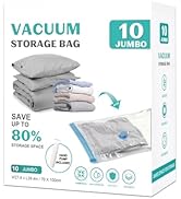 ZOESTORAGE 10 Pack Jumbo Space Saver Vacuum Storage Bags Seal Bags for Clothing Travel Compressio...