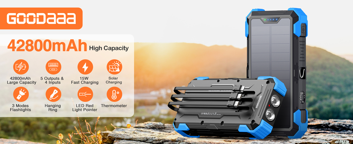 42800mAh solar power bank