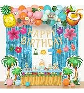 Summer Tropical Party Decorations, Beach Birthday Bash Party Supplies Hawaiian Summer Banner Arti...