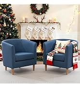 Accent Barrel Chairs Set of 2, Modern Comfy Living Room Chairs with Armrest Small Reading Chair w...