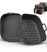 PINTAUR Square Silicone Air Fryer Liners 2 Pack, Compatible with Ninja AF141 181, 8.5 Inch Air Fr...