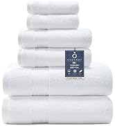 COZYART White Bath Towel Sets, Premium Turkish Cotton Large Towel Set for Bathroom, 650 GSM Luxur...