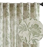jinchan Linen Floral Curtains for Living Room, 84 Inches Long Curtains with Printed Flower Light ...