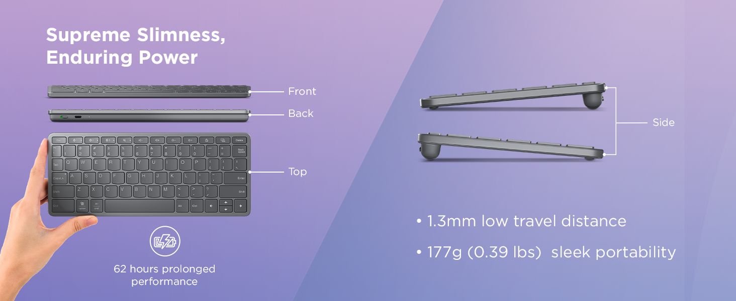 Lenovo Multi-Device Wireless Bluetooth Keyboard - Slim feature