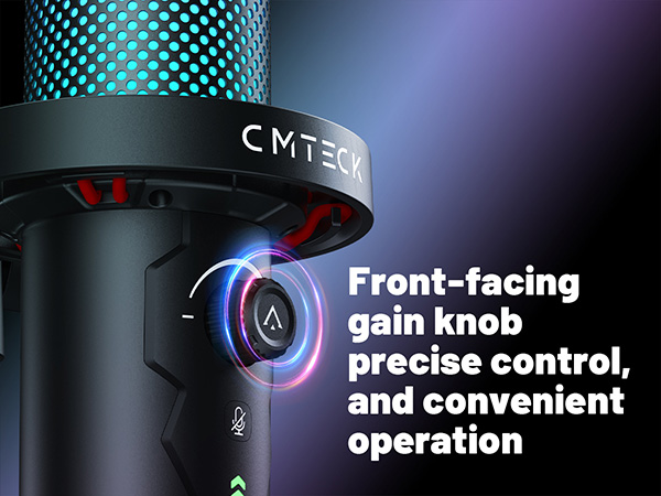 Front-facing gain control knob