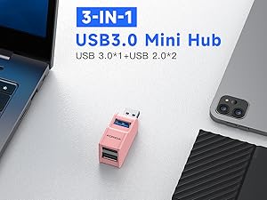 3 in 1 usb 3.0 pink hub
