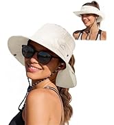 Zando UPF 50+ Bucket Sun Hats for Women - Waterproof 2 in 1 Sun Visor, Packable Hiking Hat for Fi...