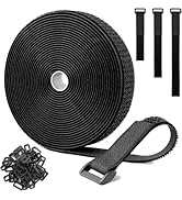 16Ft x 0.8in Adjustable Cable Straps with 25 Buckles,Free Cut Length, Black Reusable Fastening Ca...