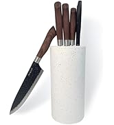 Knives Set with Block,6pc Chef Knife Set High Carbon Stainless Steel Sharp Knives with Universal ...