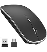 LOONASA Type C Wireless Mouse, Chargeable 2.4G USB C Mouse, Dual Mode with Nano USB and Type C Re...