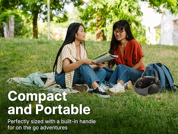 Portable CD Player with AM FM Radio Tuner, AUX Input, Stereo Boombox available in Red, Black or Blue