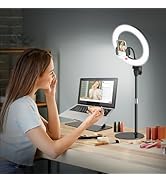 Desk Ring Light Stand for Video Recording - Evershop 10'' Streaming Lighting with Phone Holder fo...