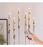 Eywamage Birch Bark LED Taper Candles with Remote, Battery Operated Wood Candles, LED Wax Candles...
