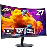 KOORUI 27 Inch Curved Monitor FHD 1080P 75Hz Computer Monitors PC Screen with HDMI VGA,Tilt Adjus...