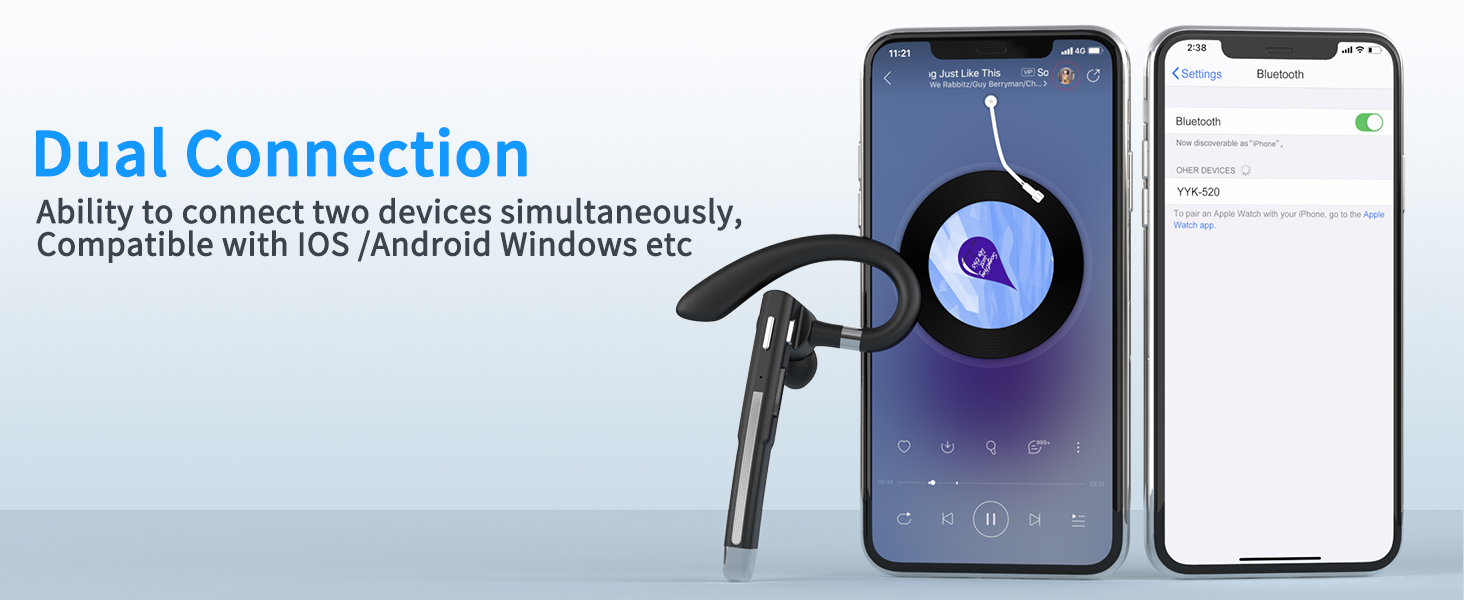 The Bluetooth headset can be paired with 2 Bluetooth devices at the same time.