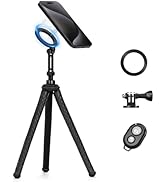 K&F Concept Flexible Tripod, Magnetic Flexible Phone Stand with Wireless Remote, Mini Vlogging Tr...
