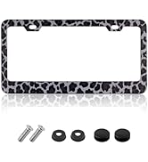 12.36"x6.34" Leopard Print License Plate Frames for Car with Screws,Stylish Car Plate Frame as Ca...