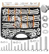 mankk 312PCS Hex Bolts and Nuts Assortment Kit,4 Sizes (1/4-20,5/16-18,3/8-16,1/2-13") 304 Stainl...