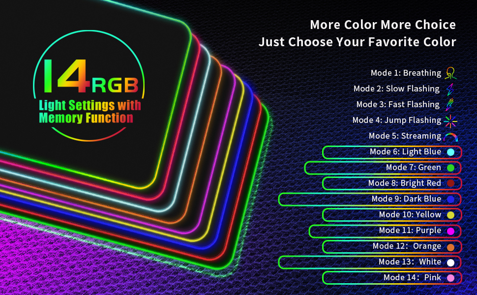 Large LED MousePad with 14 Light Modes