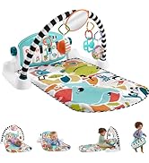 Fisher-Price Baby Playmat Glow and Grow Kick &amp; Play Piano Gym, Blue Musical Learning Toy with Dev...