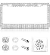Bling Diamond License Plate Frame,Universal Stainless Steel License Plate Holder Fits U.S. Standa...