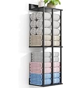WeGXY Towel Racks for Bathroom Wall Mounted with Wooden Storage Shelf, Updated 3 Bar Metal Towel ...