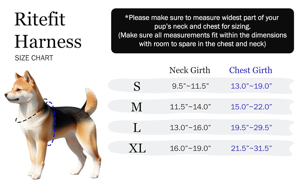 Ritefit Sizechart