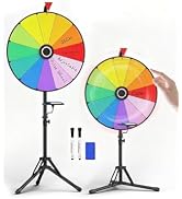 GSOW 16-inch Spinning Prize Wheel, Adjustable 48"-60" Height Wheel of Fortune Spin with Stand, St...