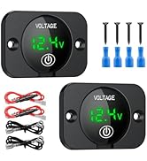 TSV 2Pcs Battery Voltage Meter, 12V LED Voltmeter with Touch Switch, 5-48V Waterproof Voltmeter w...