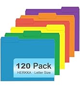 File Folder, HERKKA 120 Pack 1/3 Cut Tab File Folders, Colored File Folders Great for Organizing ...
