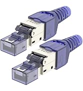 LEENUE RJ45 Cat8 Connector Tool-Free Toolless RJ45 Termination Plug Reusable Shielded for Etherne...