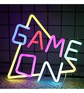Game On Neon Signs for Gamer Room Decor, Attivolife Light up Colorful LED Bedside Wall Lamps with...