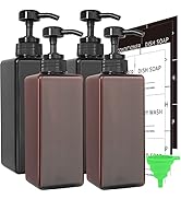 4 Pack Soap Dispenser with Waterproof Labels, 16 oz Dish Soap Dispenser for Kitchen, Thickened Pl...