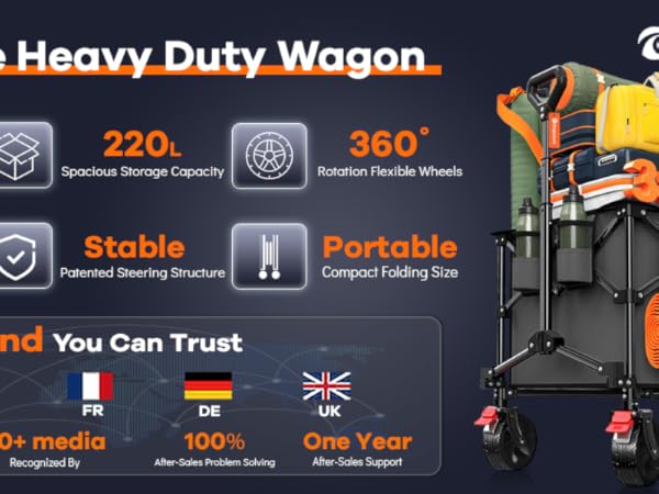 Collapsible Portable Beach Wagon with All-Terrain Big Wheels