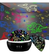 MINGKIDS Kids Night Light Dinosaur and Cars Projector 360 Degree Rotation - 4 LED Bulbs 9 Light C...