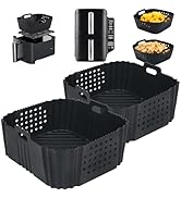 BYKITCHEN Air Fryer Silicone Liners for Ninja SL201 DoubleStack 2-Basket Air Fryer, Perforated Du...