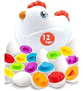 Toddler Chicken Eggs Toys for 12+ Month Old, Toddler Christmas Stocking Stuffers with 12 Toy Eggs...