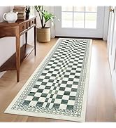 GarveeHome Machine Washable 2x6 Runner Rug for Hallway Modern Abstract Checkered Carpet Non-Slip ...