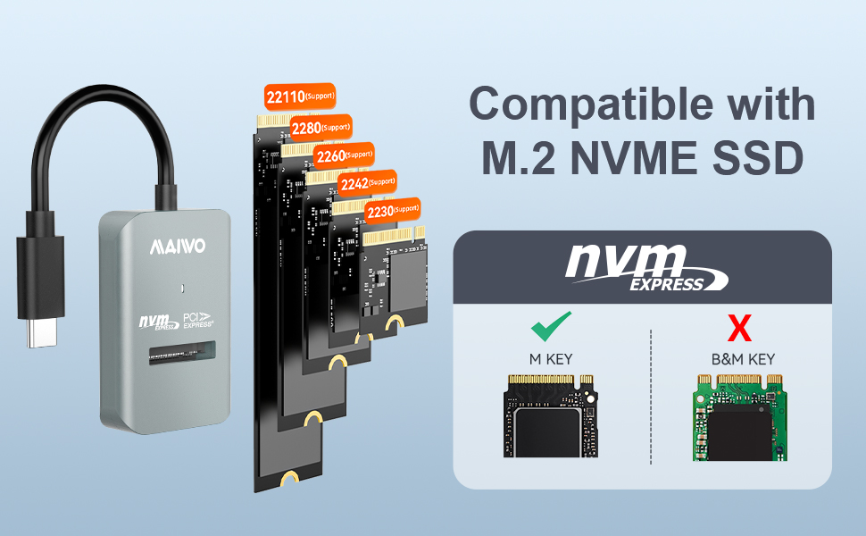 nvme pcie to usb-c 3.2 adapter enclosure docking station single bay tool free