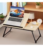 Laptop Bed Desk, 5-Angle Adjustable Bed Laptop Table with Cup Holder, Foldable Laptop Stand for C...