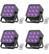 DazzlingStage Rechargeable Stage Lights, 9 * 6W RGBWA UV 6-in-1 Battery Powered Par Lights, 6/8/1...