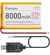 Ransanx 3.7V Lipo Battery 8000mAh 126090 Rechargeable Lithium Polymer Battery Pack with JST PH2.0...