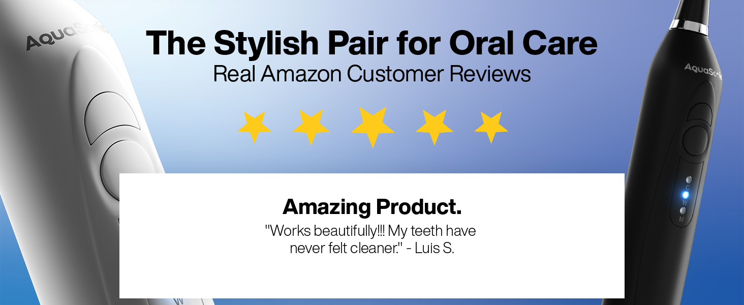 AquaSonic Duo Series Electric Toothbrush with different cleaning modes, safe for sensitive teeth