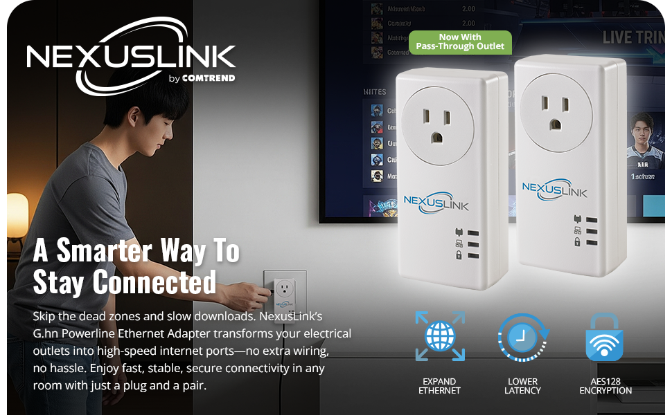 powerline ethernet adapter network adapters power line adaptor plug play wall wired lag-free