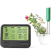 BIGTRIDE Soil Moisture Meter for Plants with LCD Display,4-in-1 200ft Wireless Soil Tester for Mo...