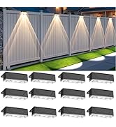 Srtyuo Solar Fence Lights Outdoor - 3 Color Modes(3000K/4000K/6000K), IP55 Waterproof Solar Light...