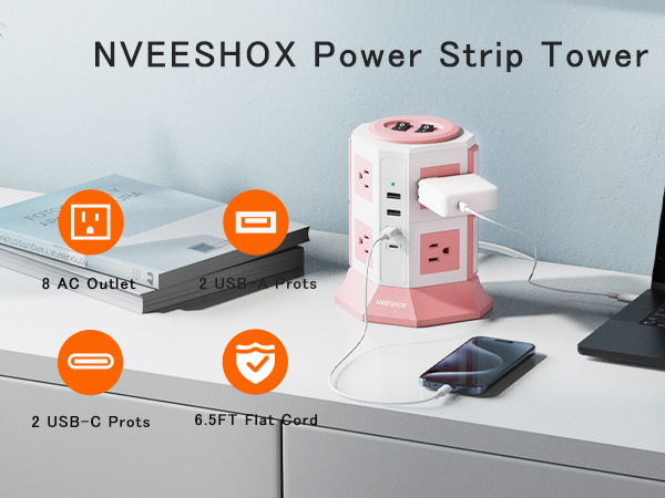 NVEESHOX Power Strip Tower