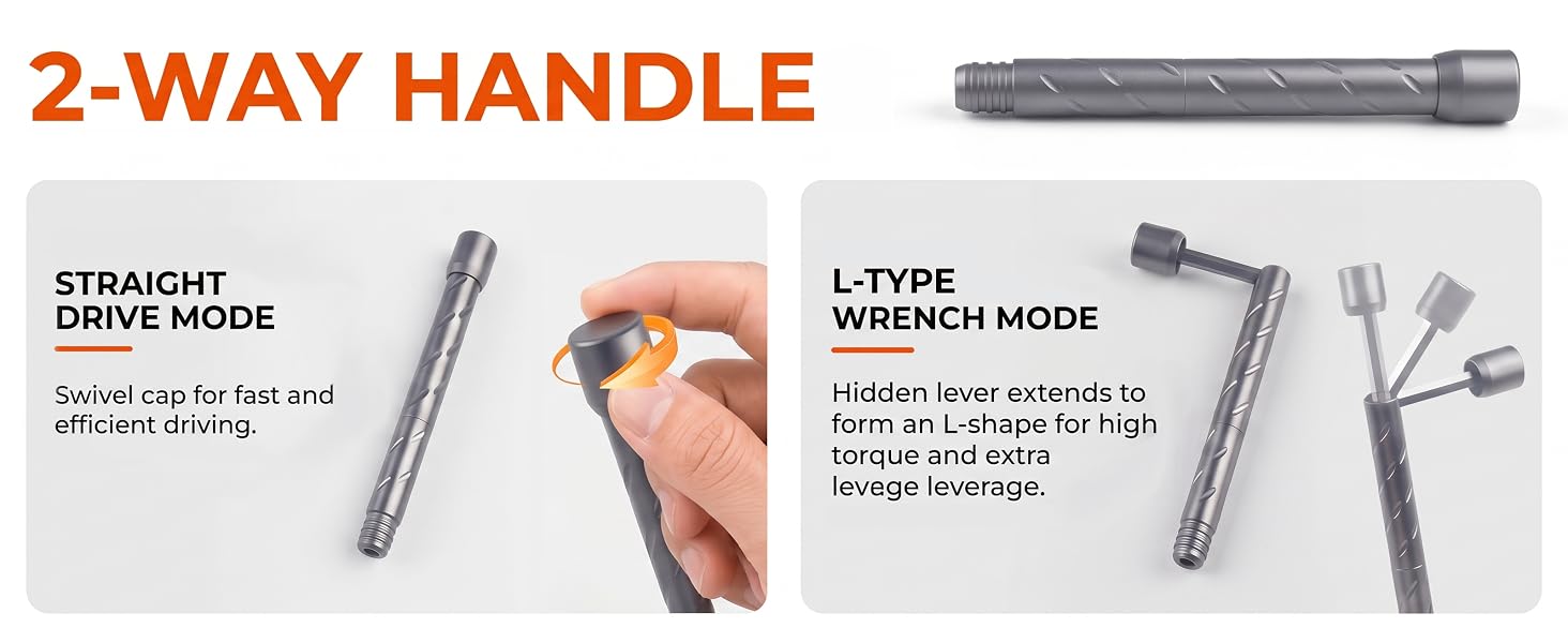 2-in-1 precision screwdriver handle with straight drive and L-shape high-torque modes
