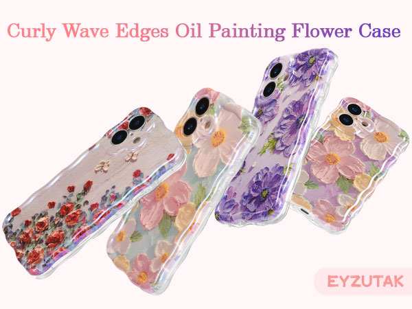 4(1)-Colorful Retro Oil Painting Flower Laser Phone Case