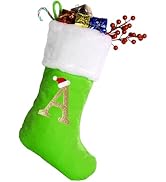 20 Inches Monogram Christmas Stockings with Letters, Large Super Soft Christmas Stockings Green V...